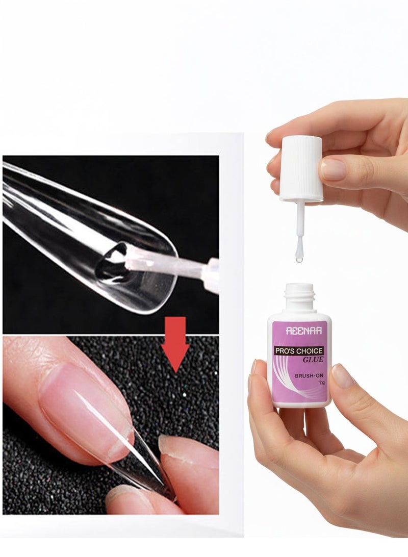 AEENAA Professional Brush-On Nail Glue – Strong Hold Adhesive for Acrylics, Press-On Nails & Tips – Quick Drying, Bonds in Seconds – 7g - Image 4